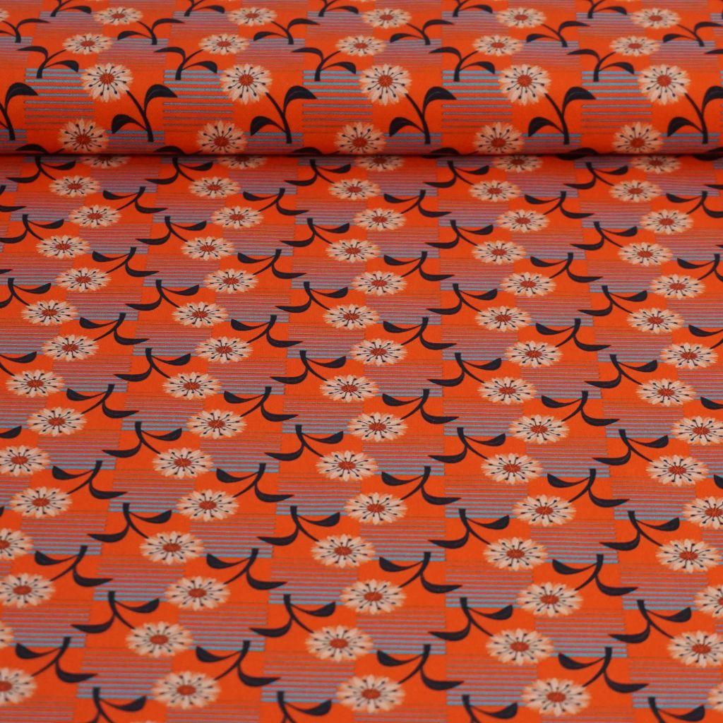 Dekostoff Canvas Blumenmuster orange